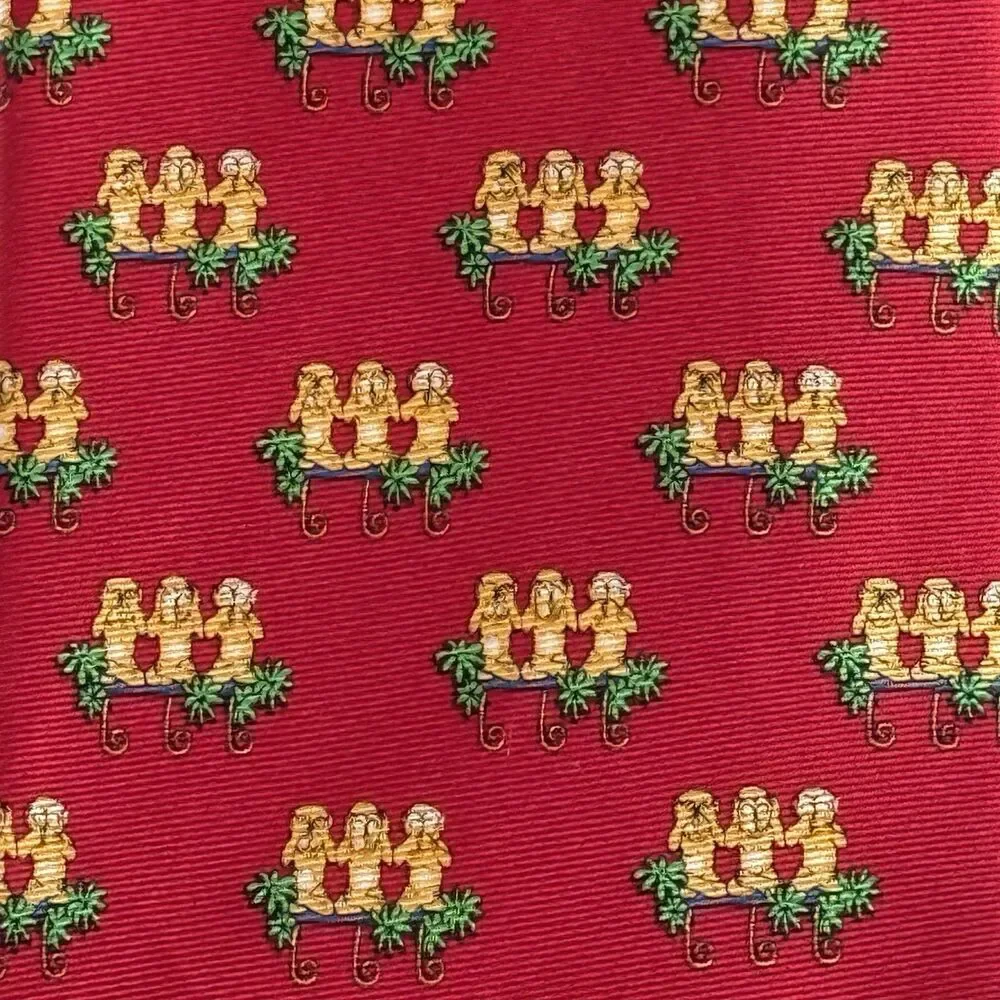 ROBERT TALBOT Best in Class Men's Silk Tie Red w/Monkeys 